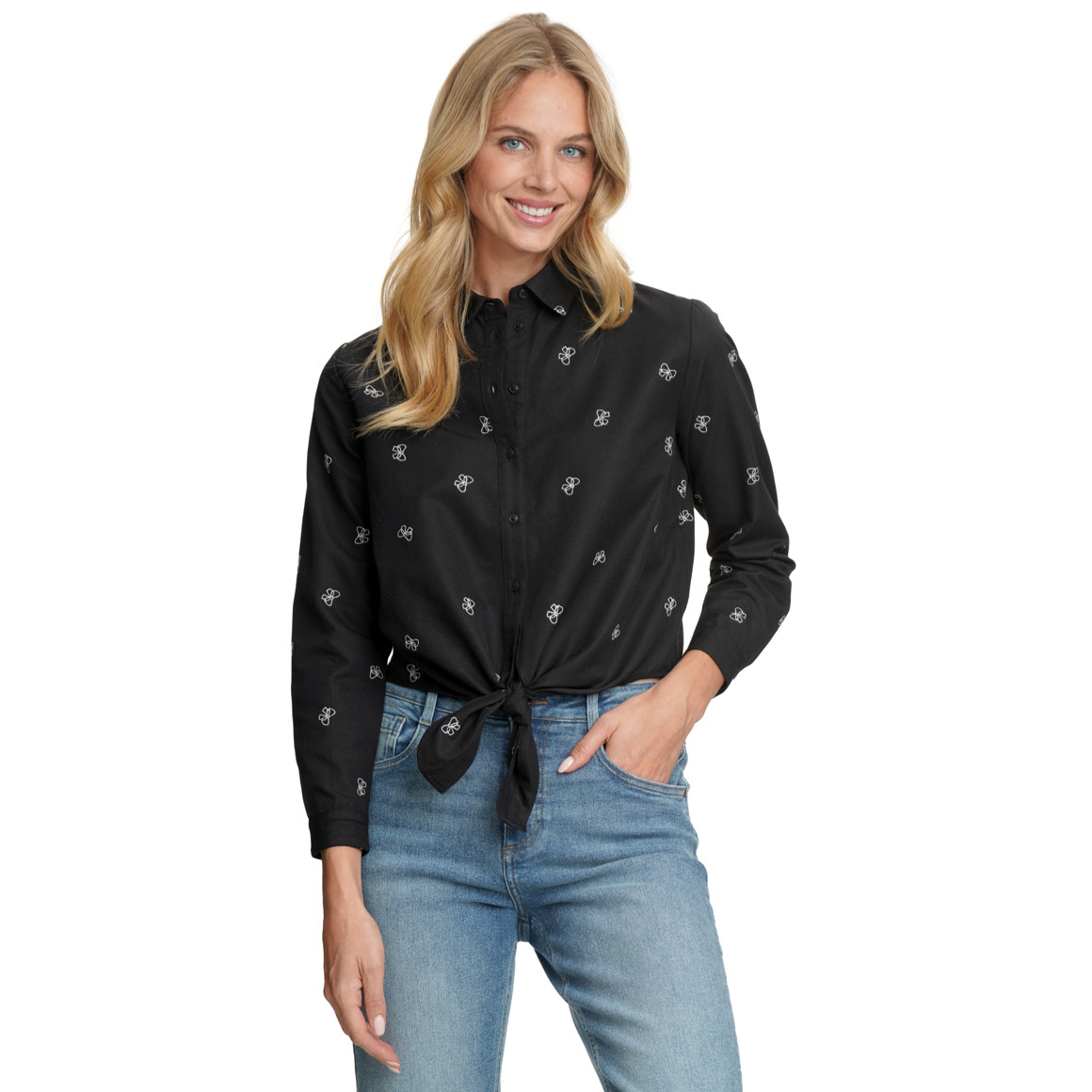 Overhemdblouse voor dames met knoopdetail