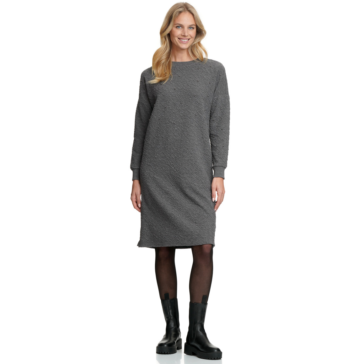 Damen Sweatkleid mit Zier-Perlen