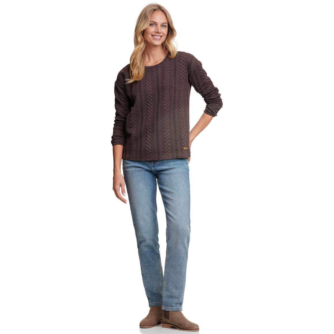 Damen Sweatshirt mit Strukturmuster