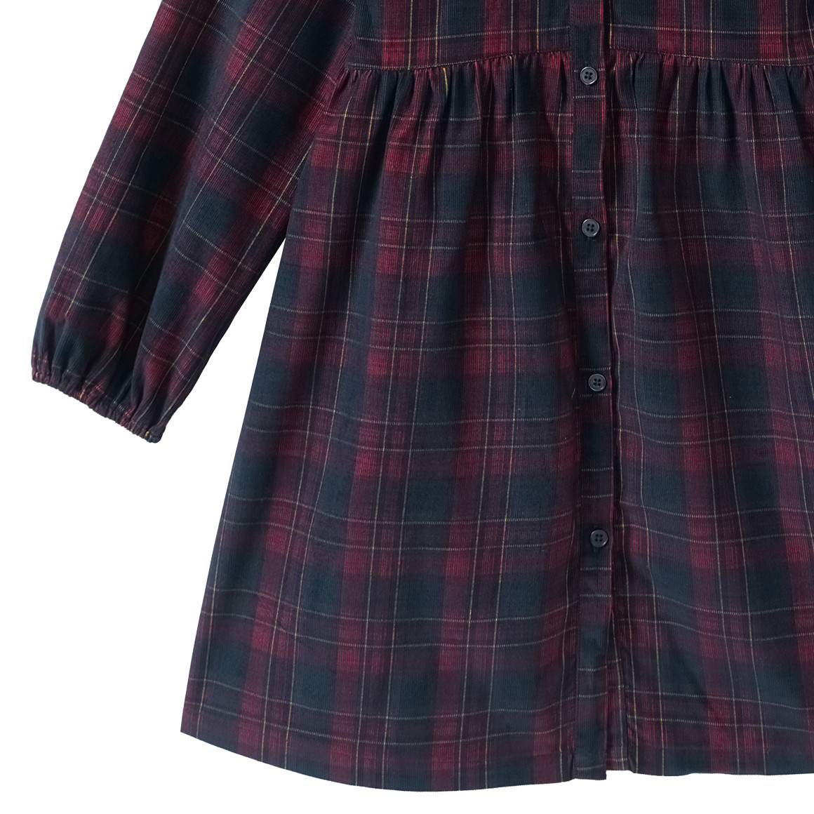 Meisjes jurk in ribfluweel met pofkraag