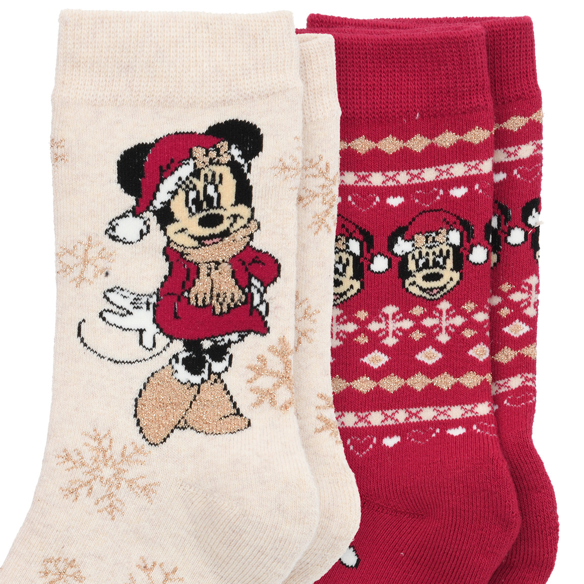 2 Paar Minnie Maus Frottee-Socken im Set