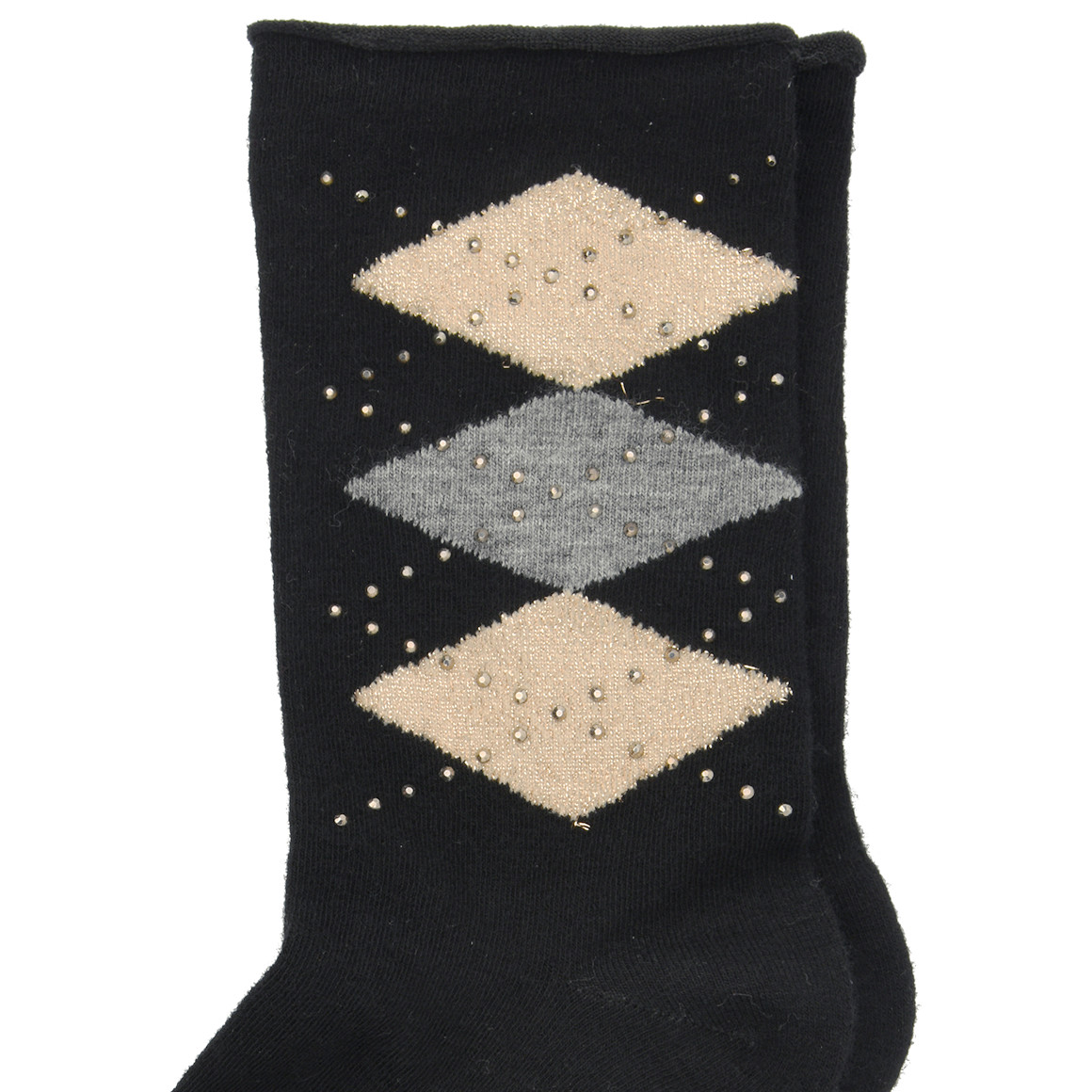 1 Paar Damen Socken mit Zier-Steinen