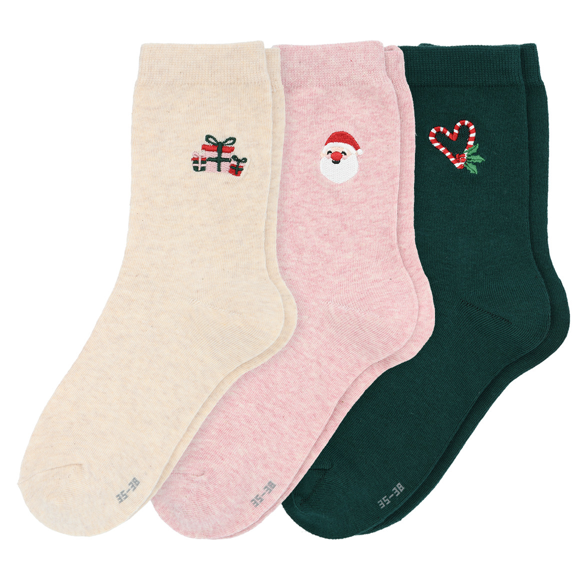 3 paar Kerstsokken voor Dames met borduursel