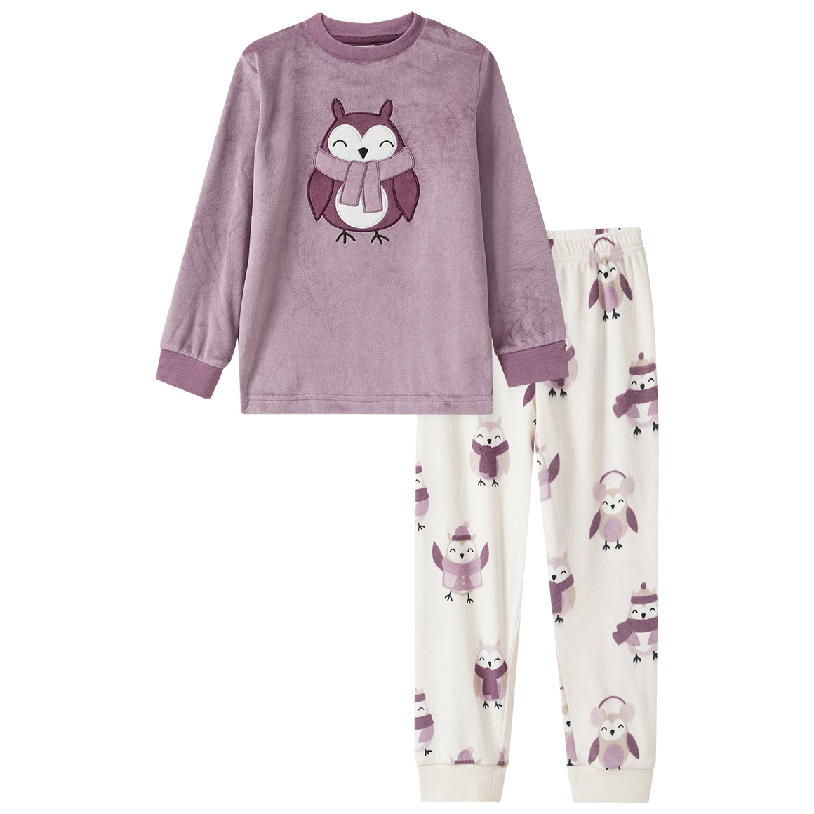 Mädchen Nicki-Schlafanzug mit Eulen-Motiv