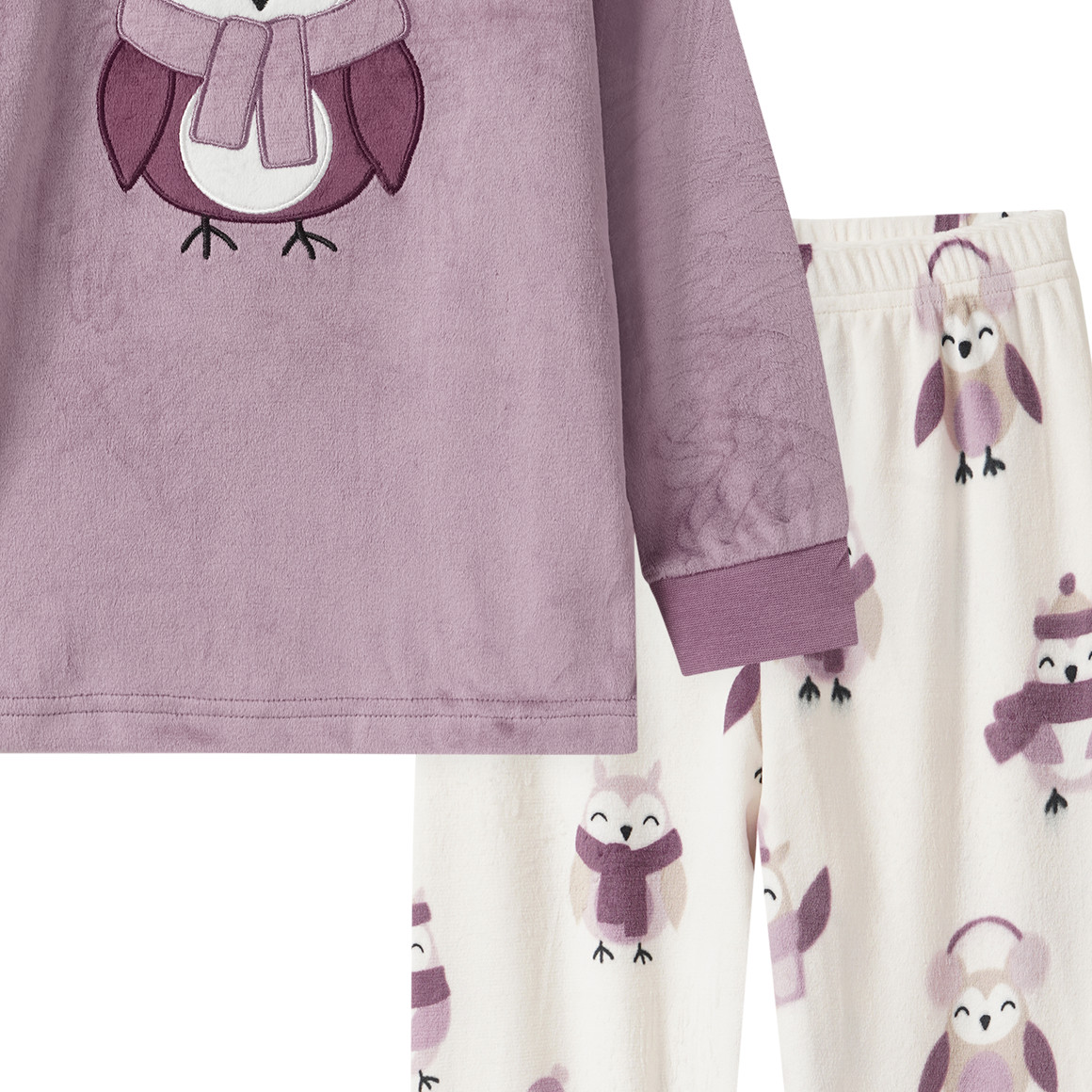 Mädchen Nicki-Schlafanzug mit Eulen-Motiv