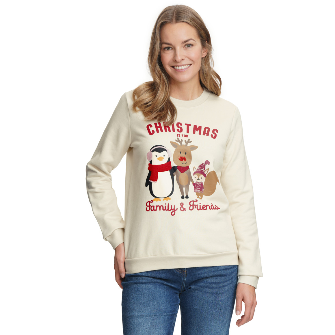 Dames kersttrui met print