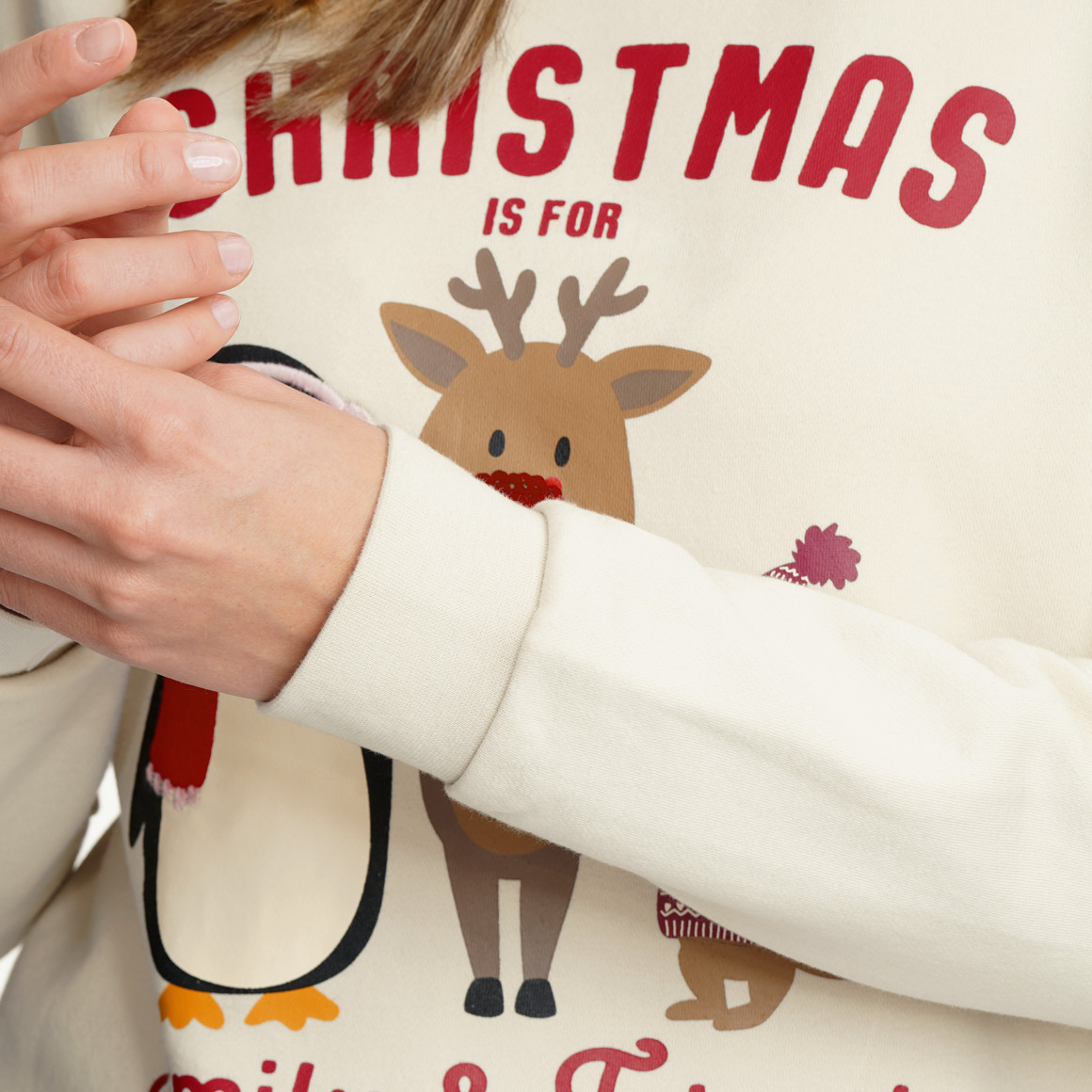 Dames kersttrui met print