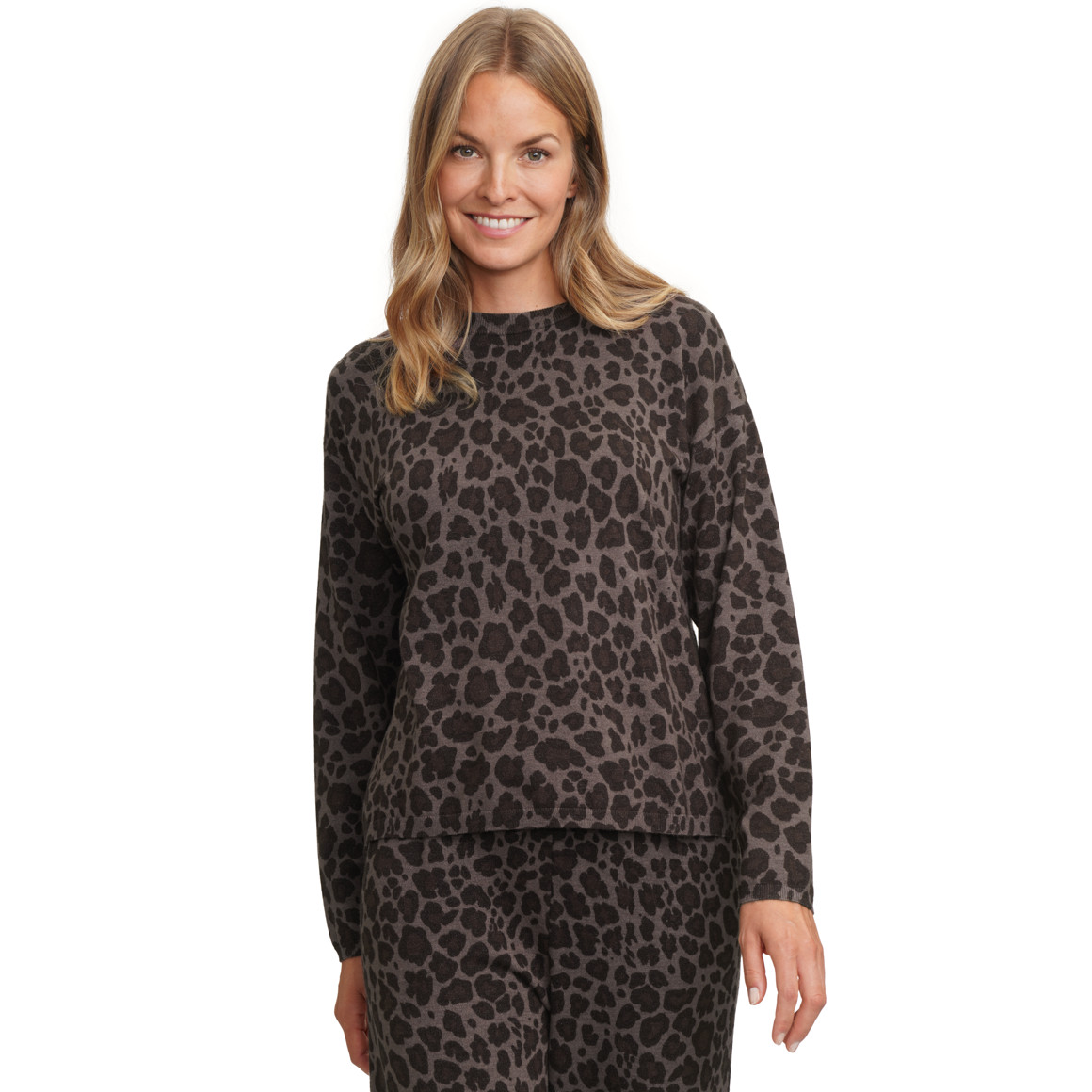Damen Loungewear-Pullover im Leo-Look