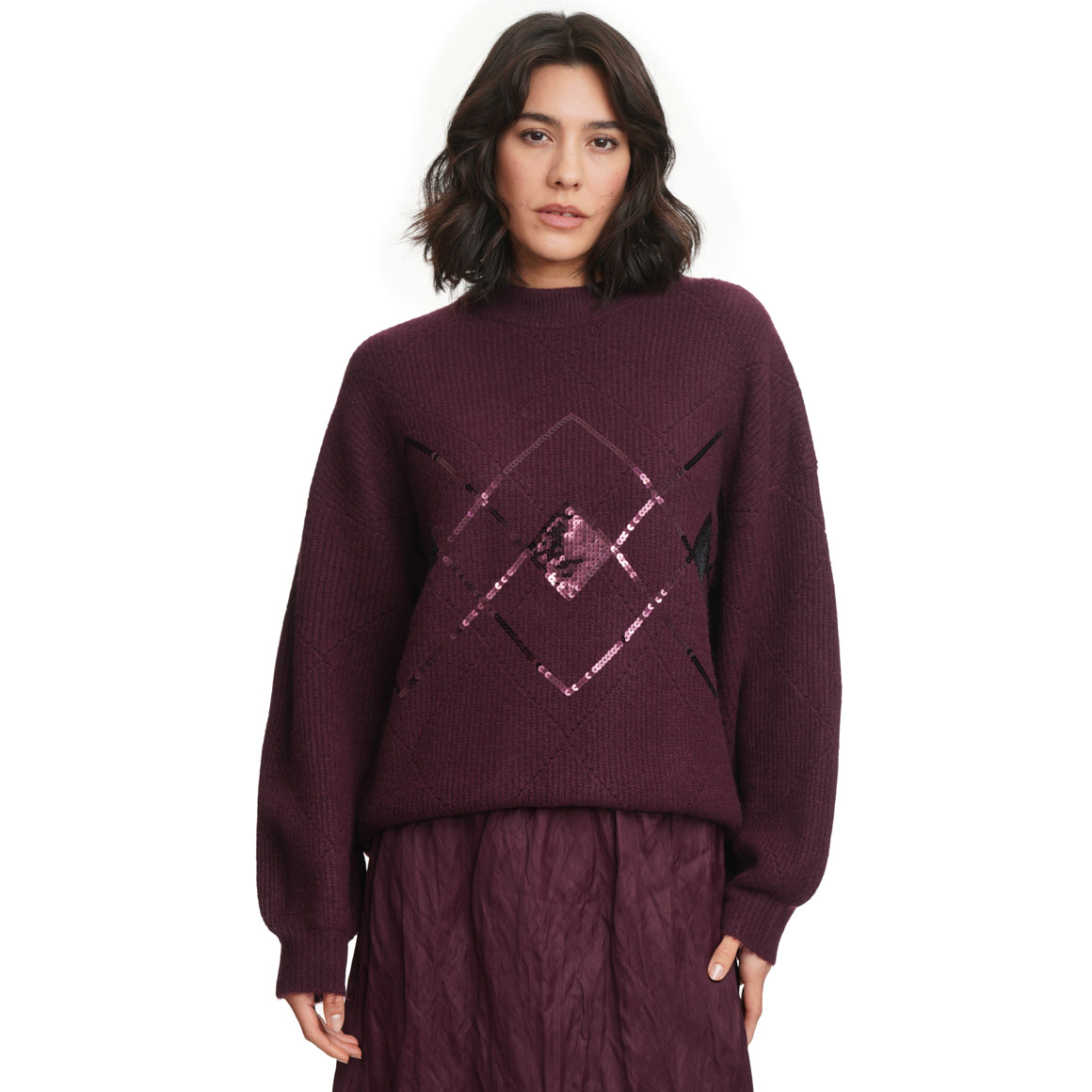 Gebreide trui met pailletten Dames