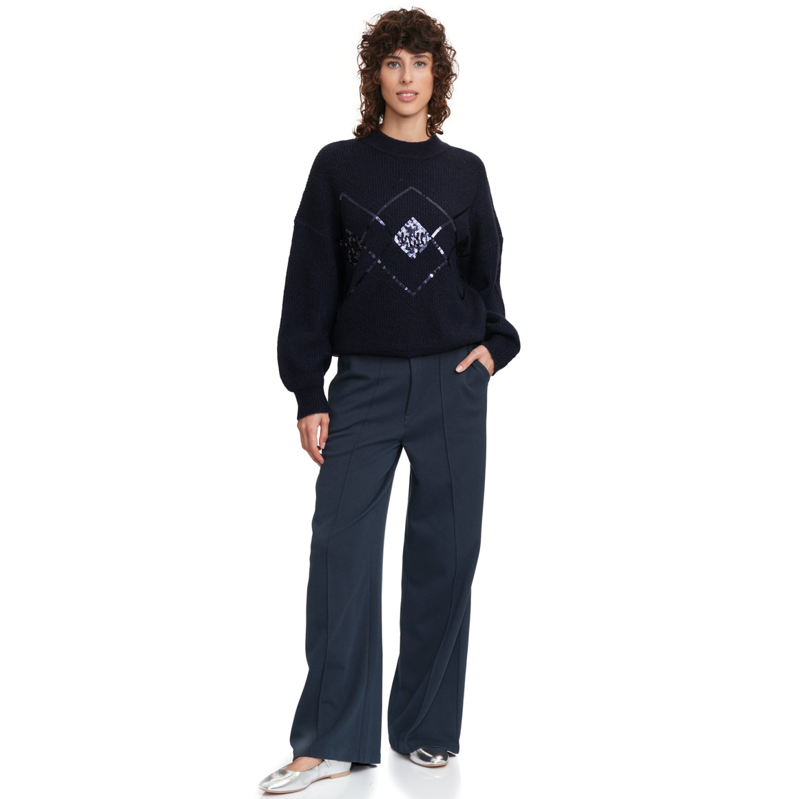 Gebreide trui met pailletten Dames