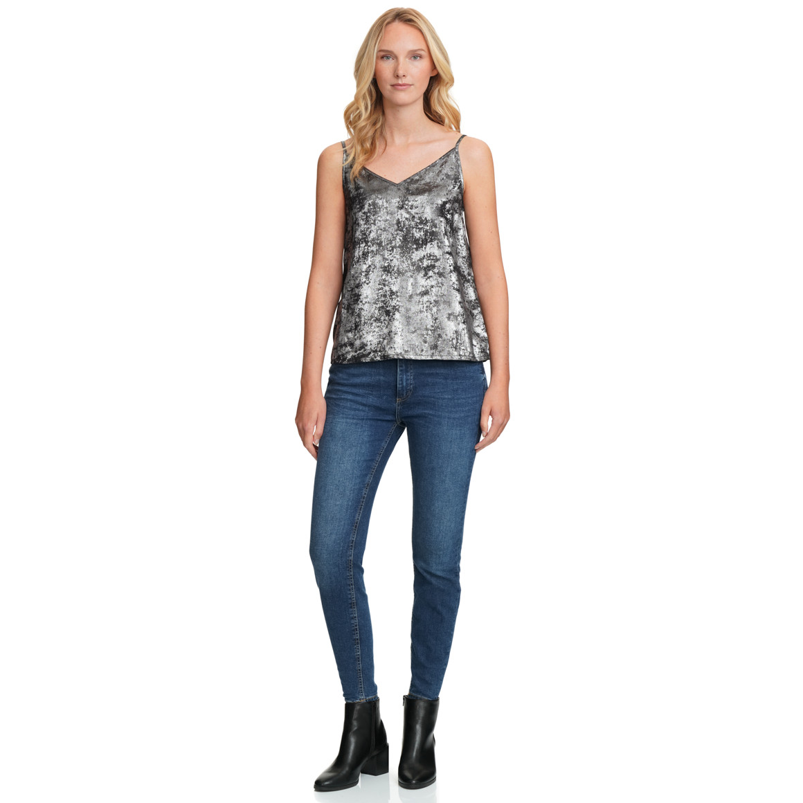 Dames top in metallic look