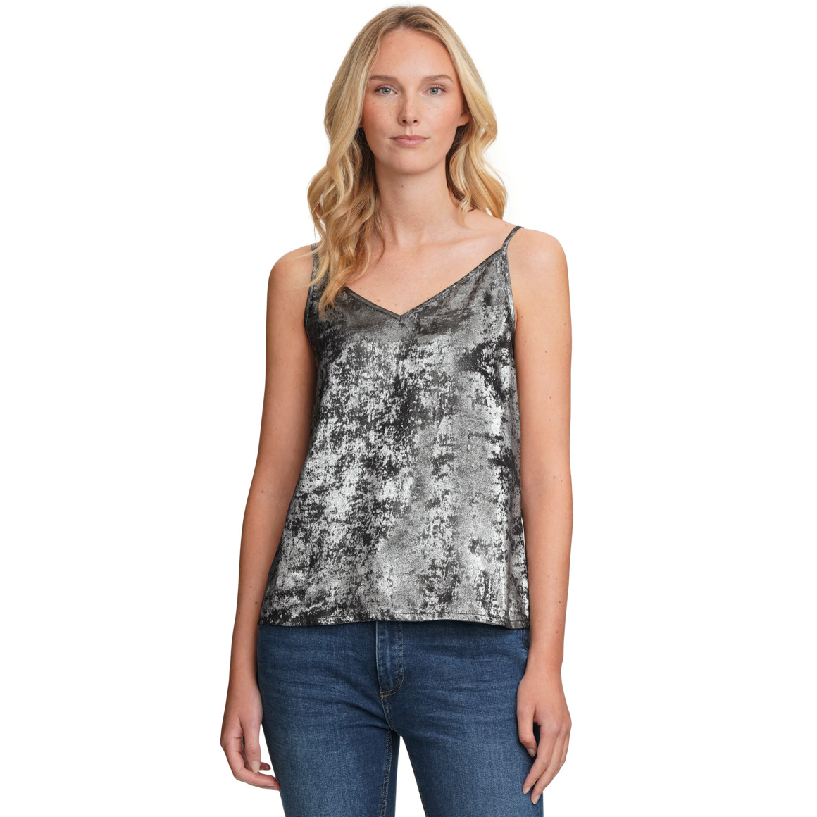 Dames top in metallic look
