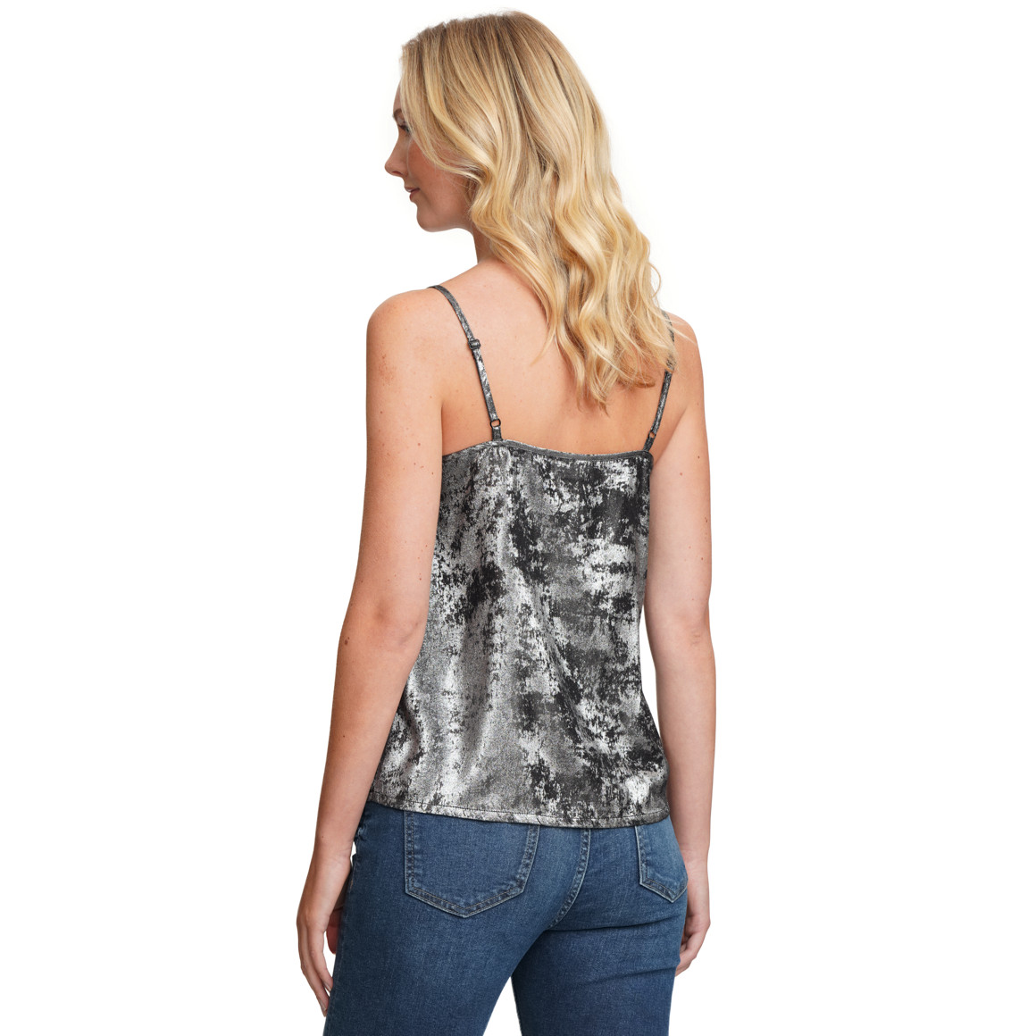 Dames top in metallic look
