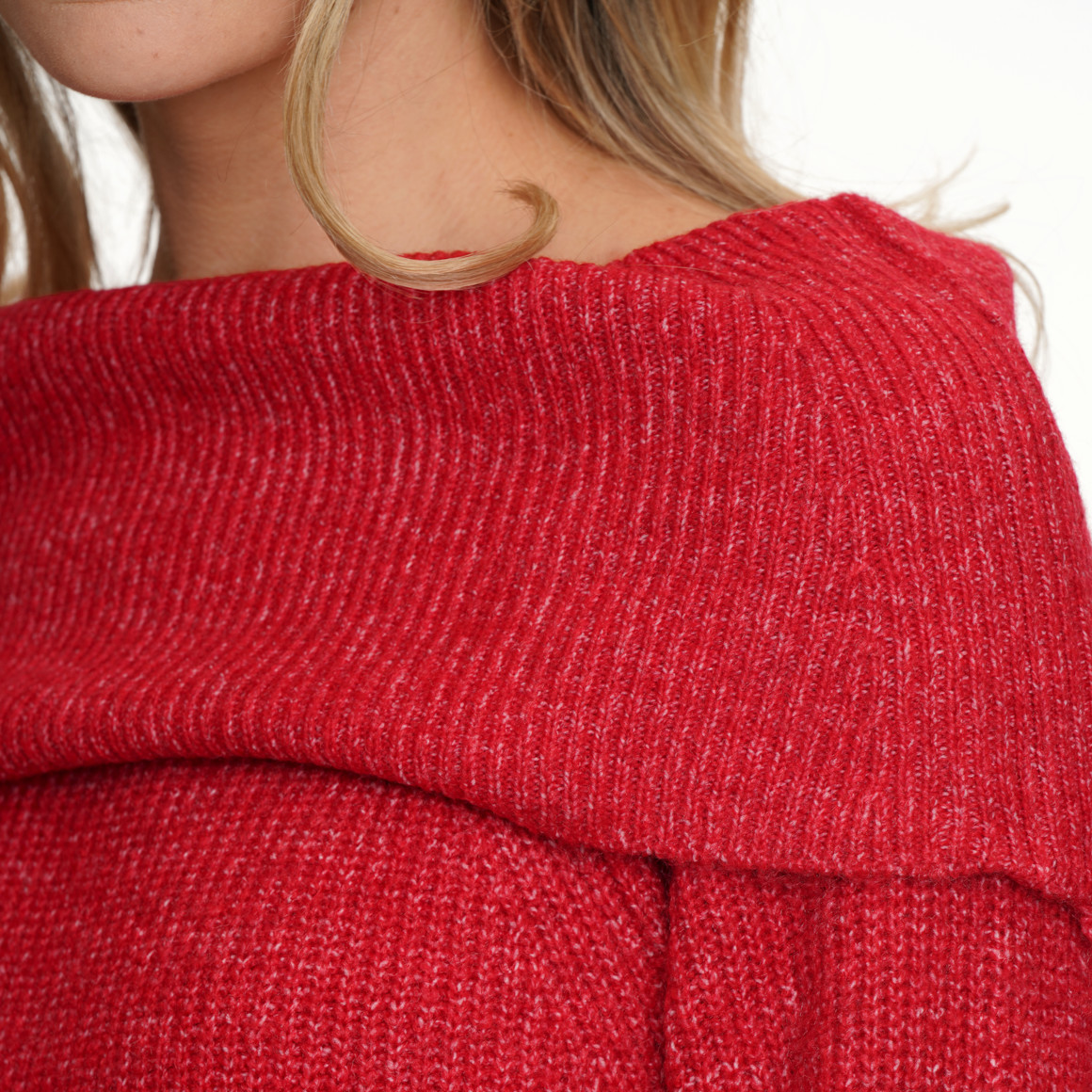 Damen Strickkleid mit Carmenkragen