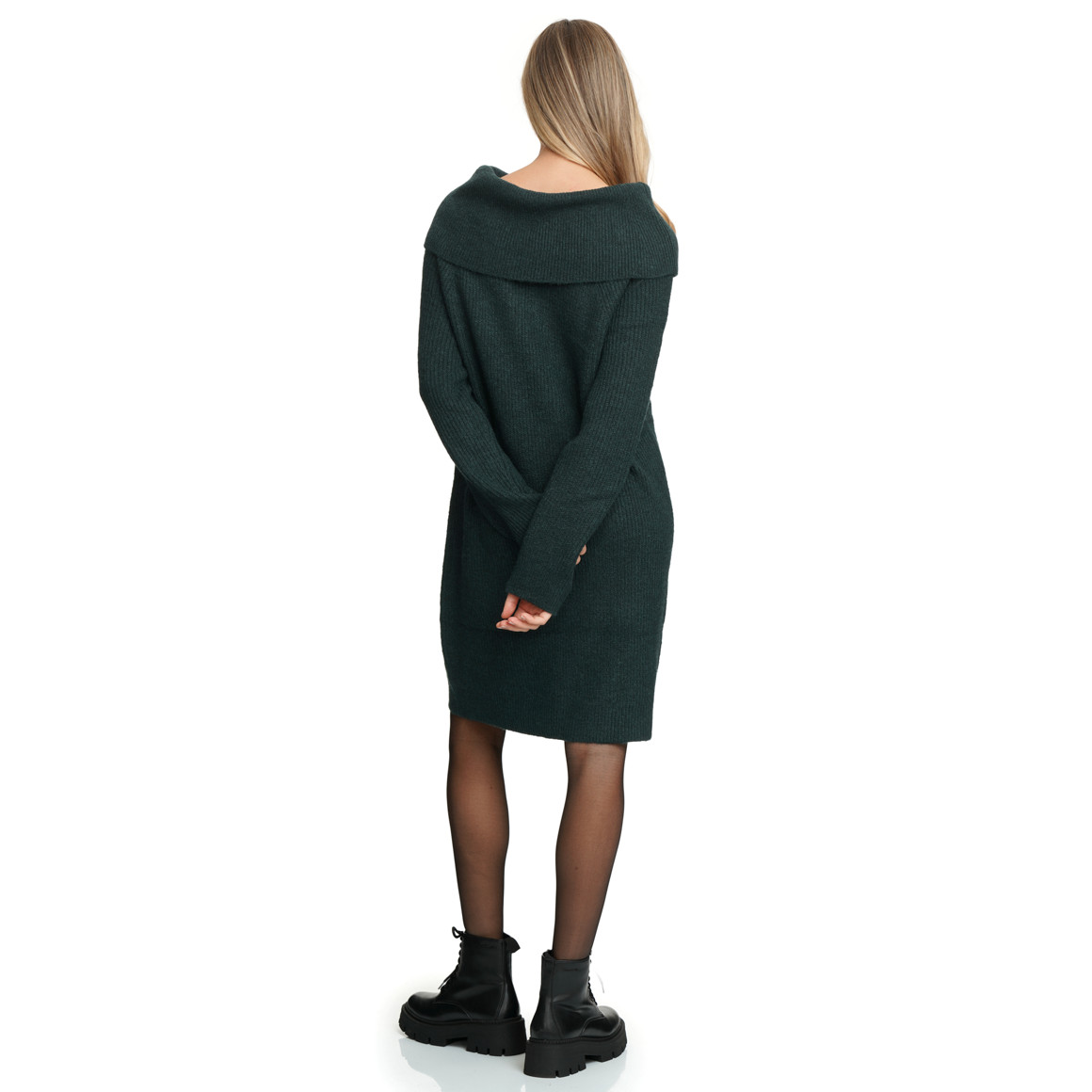 Damen Strickkleid mit Carmenkragen
