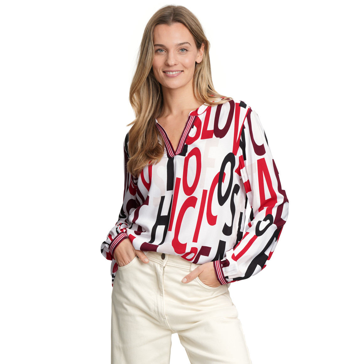 Damen Bluse mit Serafino-Ausschnitt