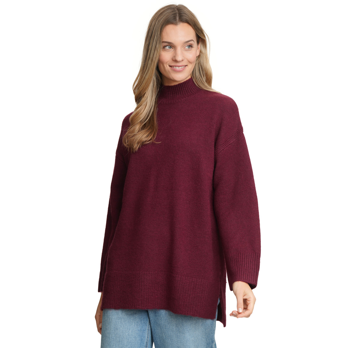 Damen Strickpullover mit Stehkragen