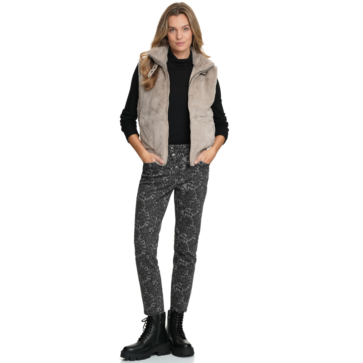 Bodywarmer voor dames met imitatiebont