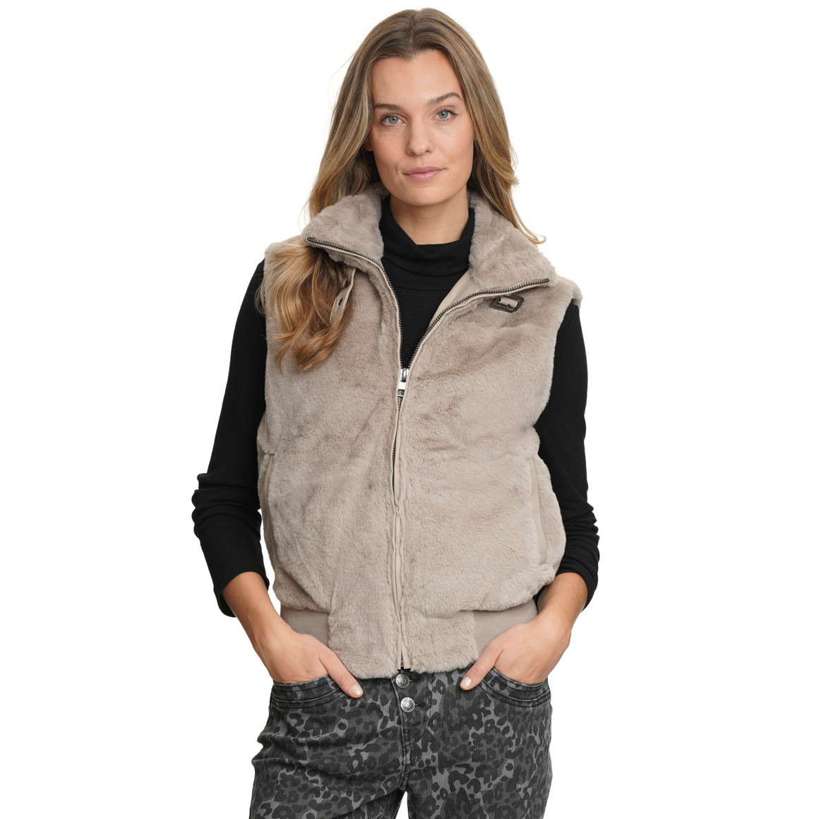 Bodywarmer voor dames met imitatiebont