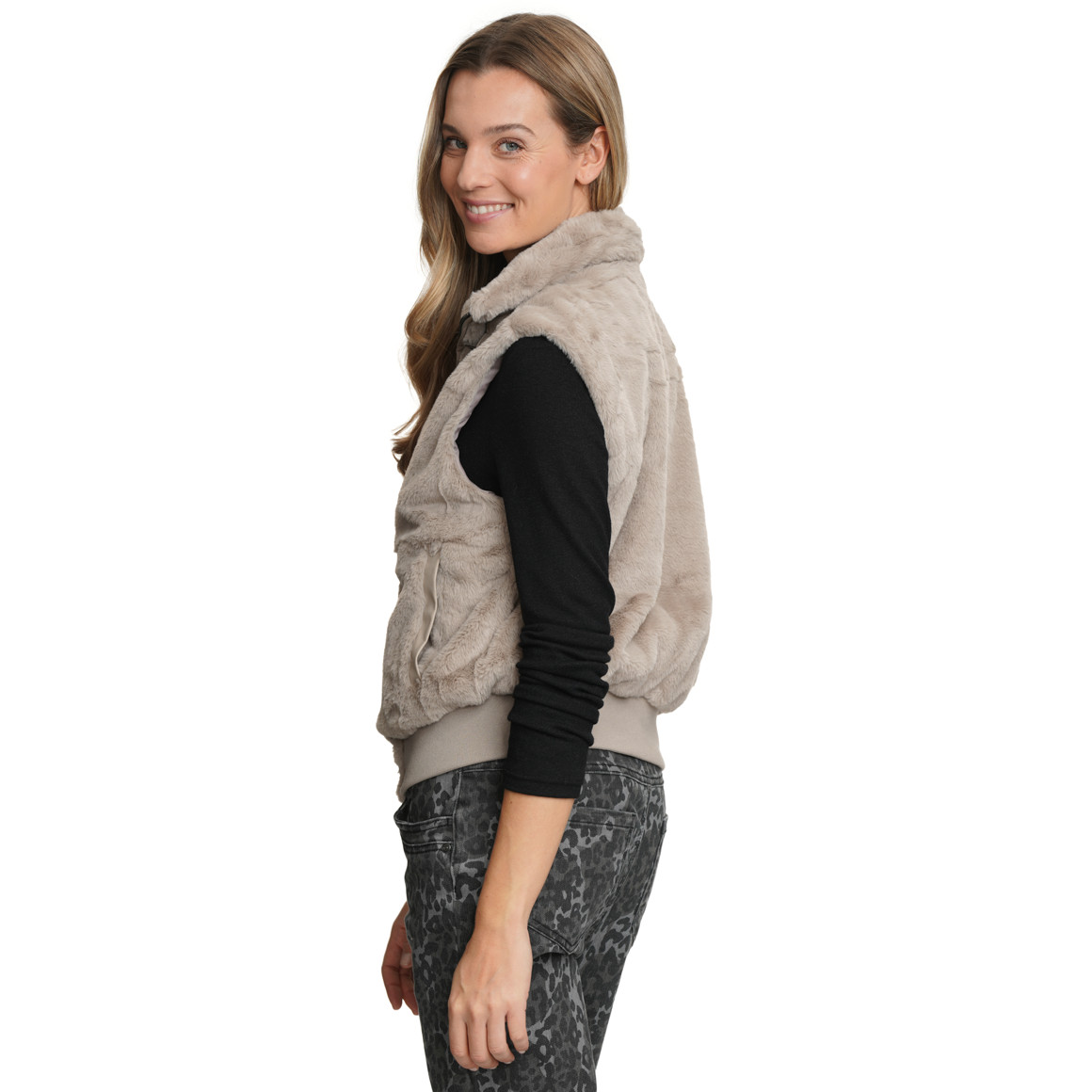 Bodywarmer voor dames met imitatiebont