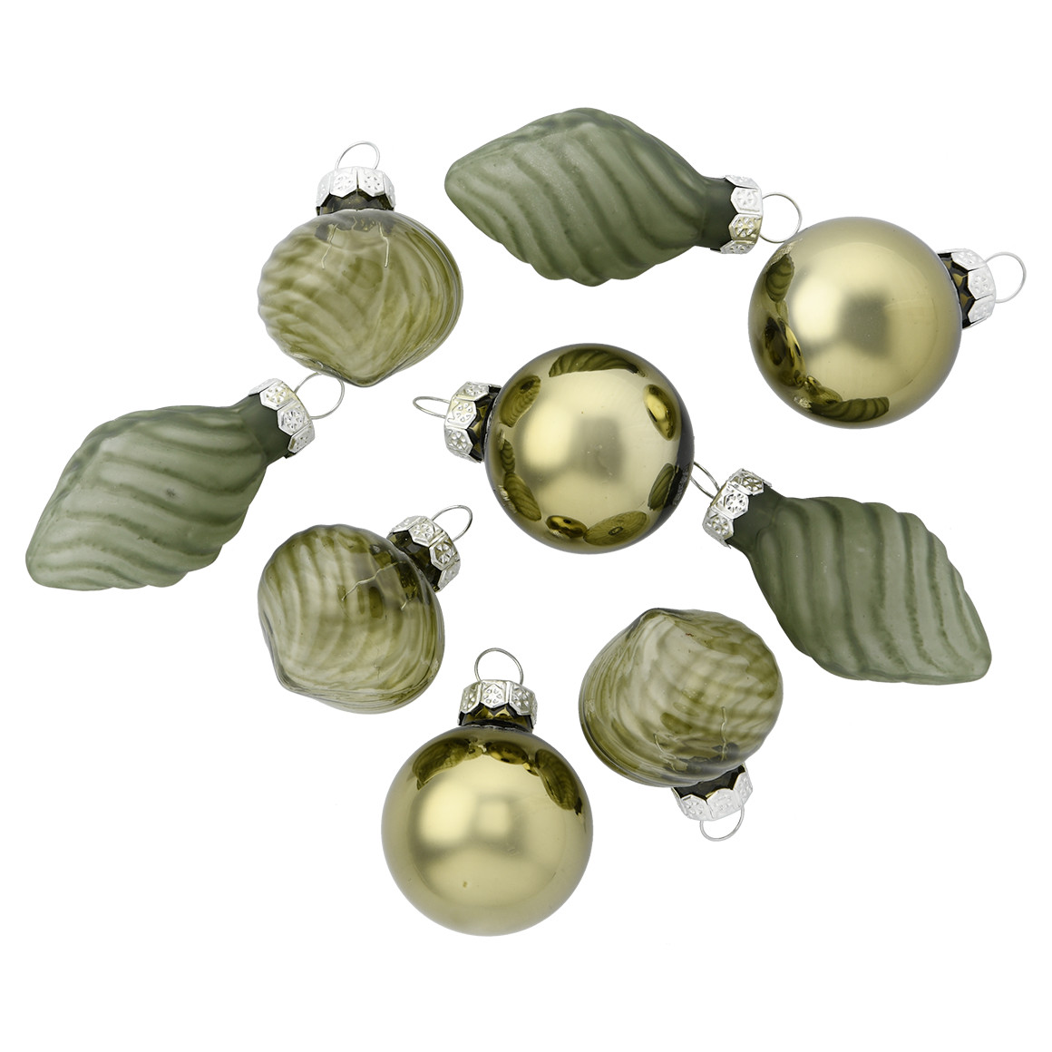 9 kerstballen in verschillende vormen