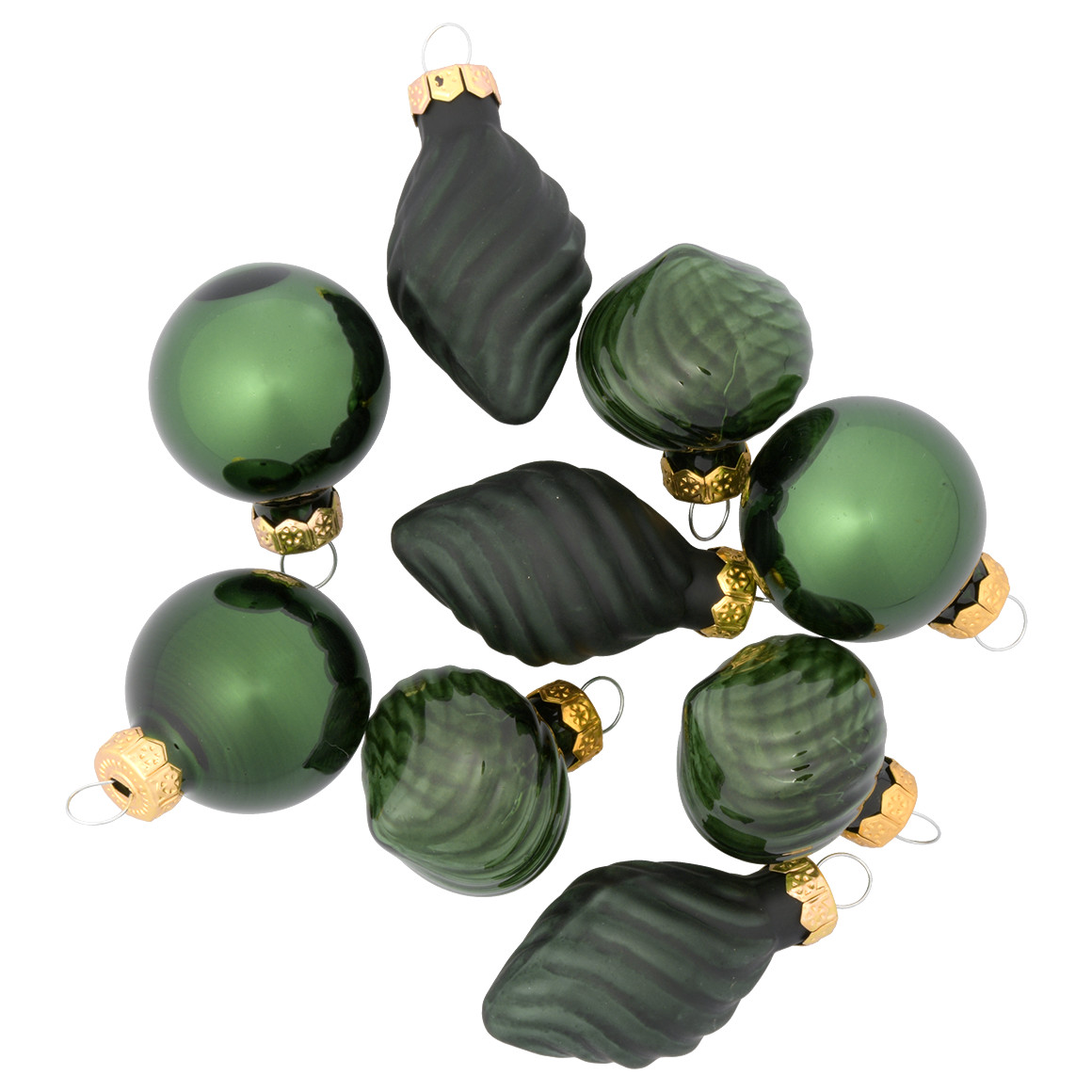 9 kerstballen in verschillende vormen