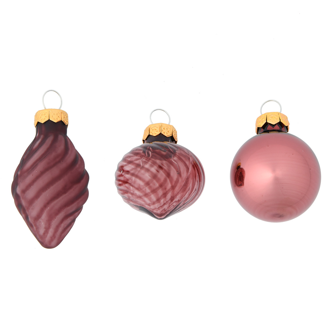 9 kerstballen in verschillende vormen