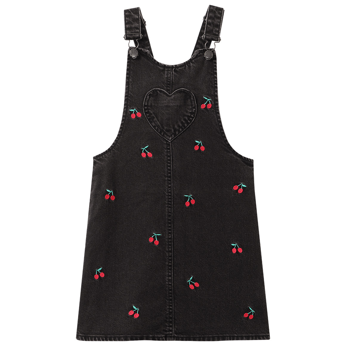 Mädchen Jeanskleid mit Kirschen-Stickerei