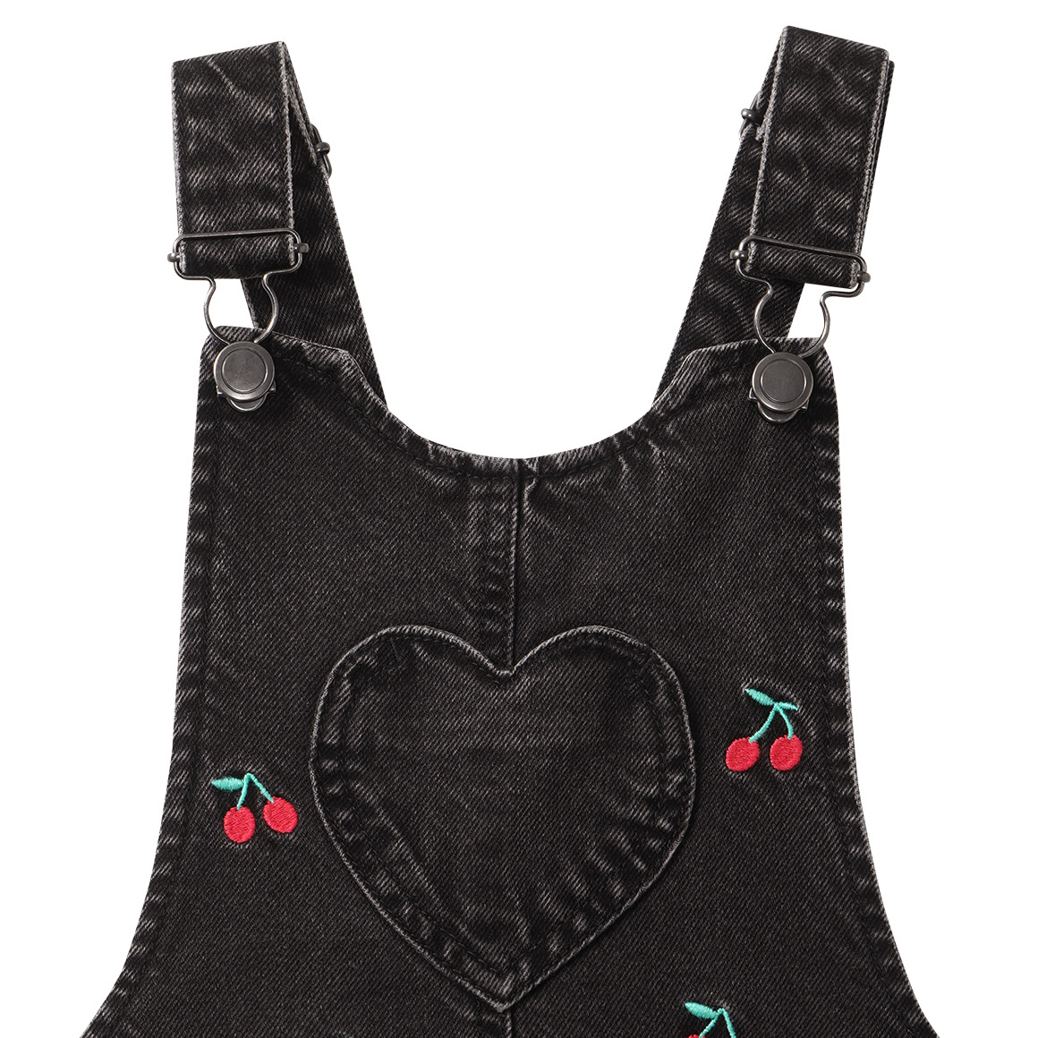 Mädchen Jeanskleid mit Kirschen-Stickerei