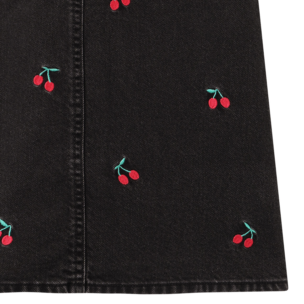 Mädchen Jeanskleid mit Kirschen-Stickerei
