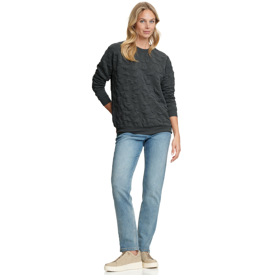 Dames-sweatshirt met textuur