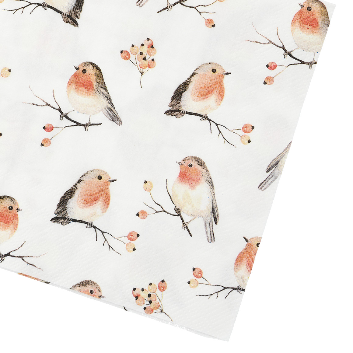 20 Servietten mit Rotkehlchen-Motiv