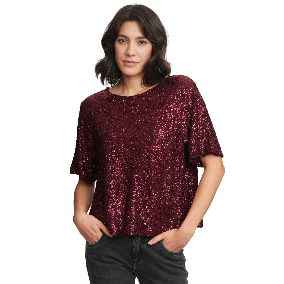 Damen Shirt mit glitzernden Pailletten