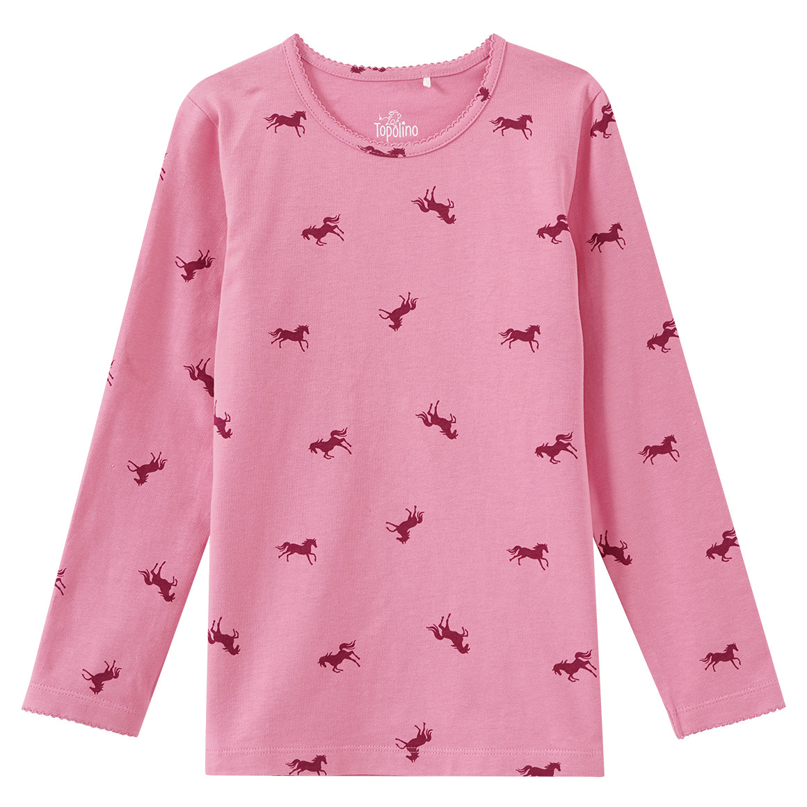 Mädchen Langarmshirt mit Pferde-Prints