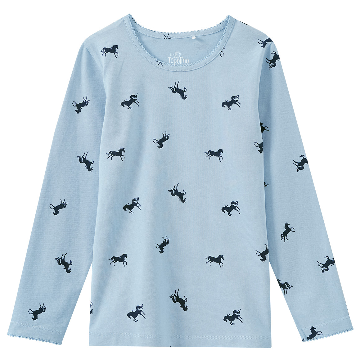 Mädchen Langarmshirt mit Pferde-Prints