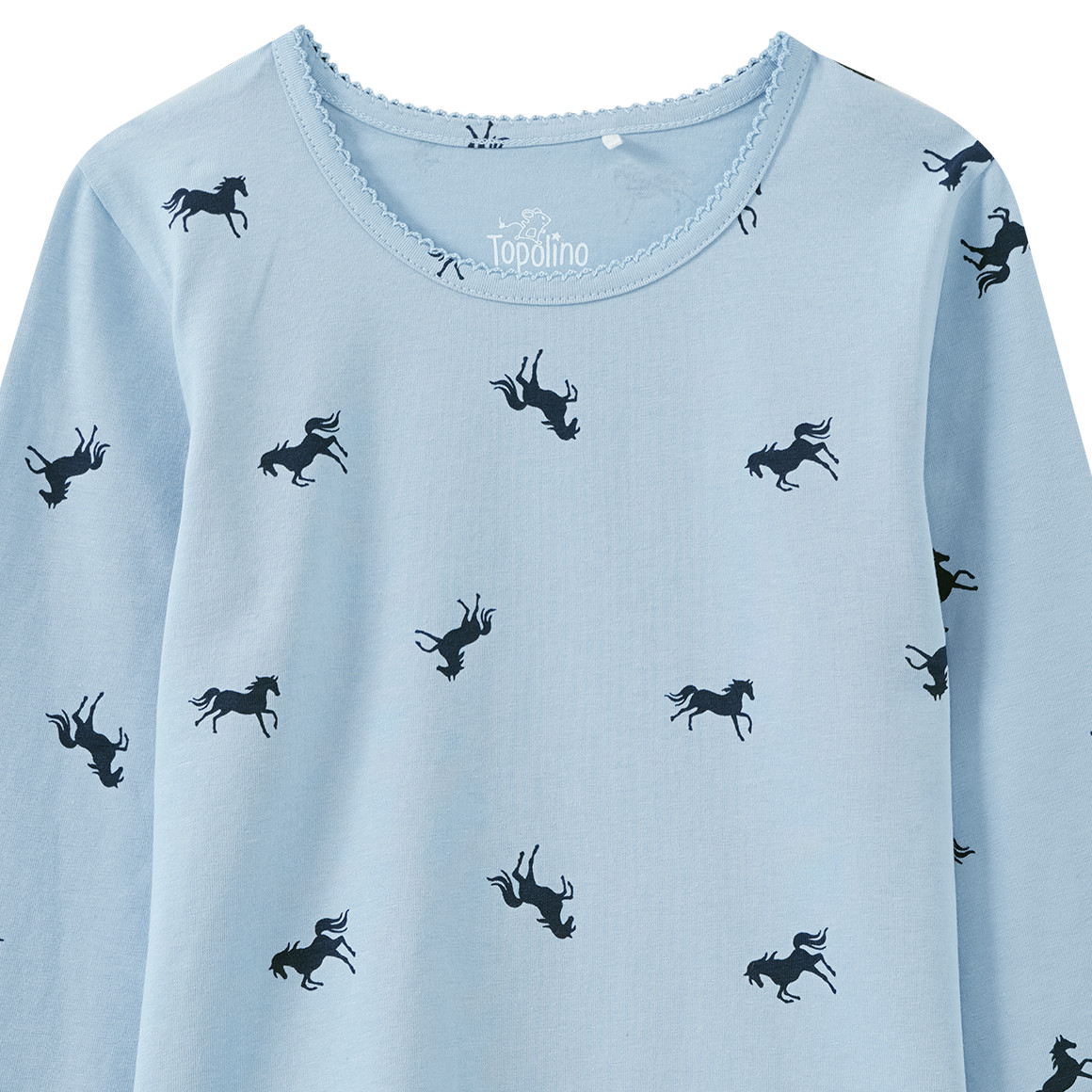 Mädchen Langarmshirt mit Pferde-Prints