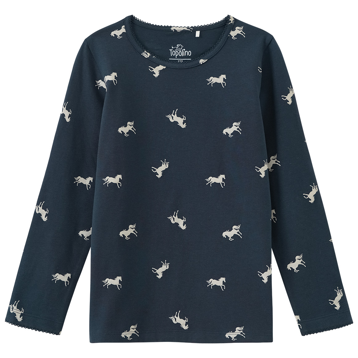 Mädchen Langarmshirt mit Pferde-Prints