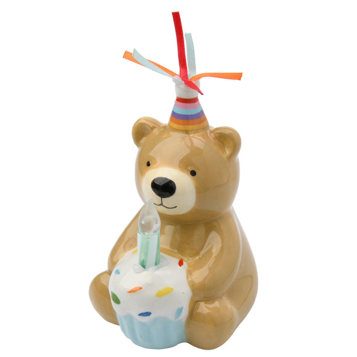 Geburtstagsdeko mit LED-Kerze Bär