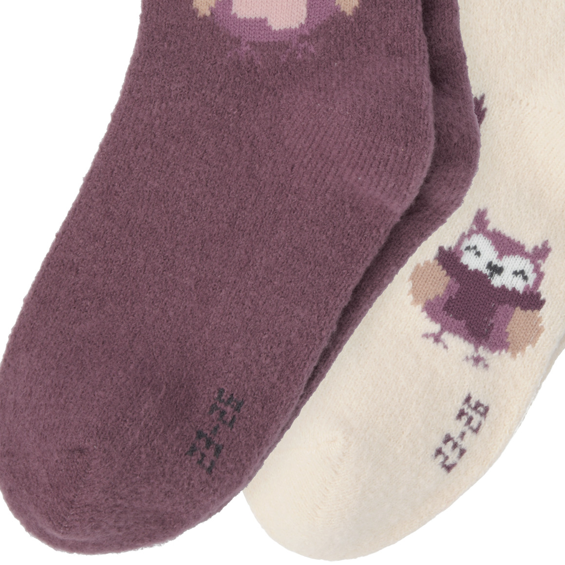 2 Paar Mädchen Kuschelsocken mit Eulen-Motiv