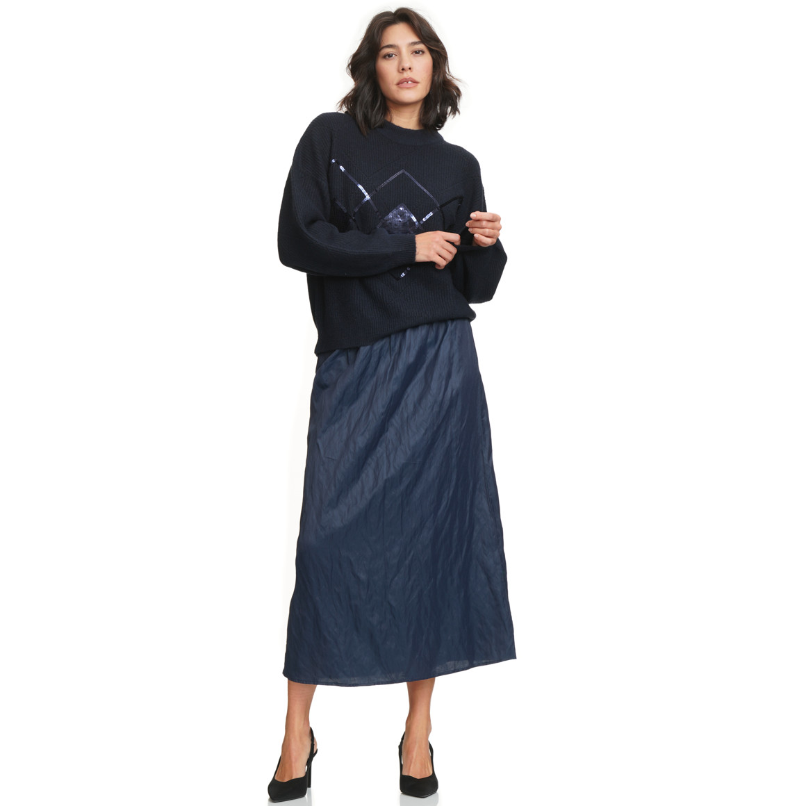 Damen Satinrock im Crinkle-Look