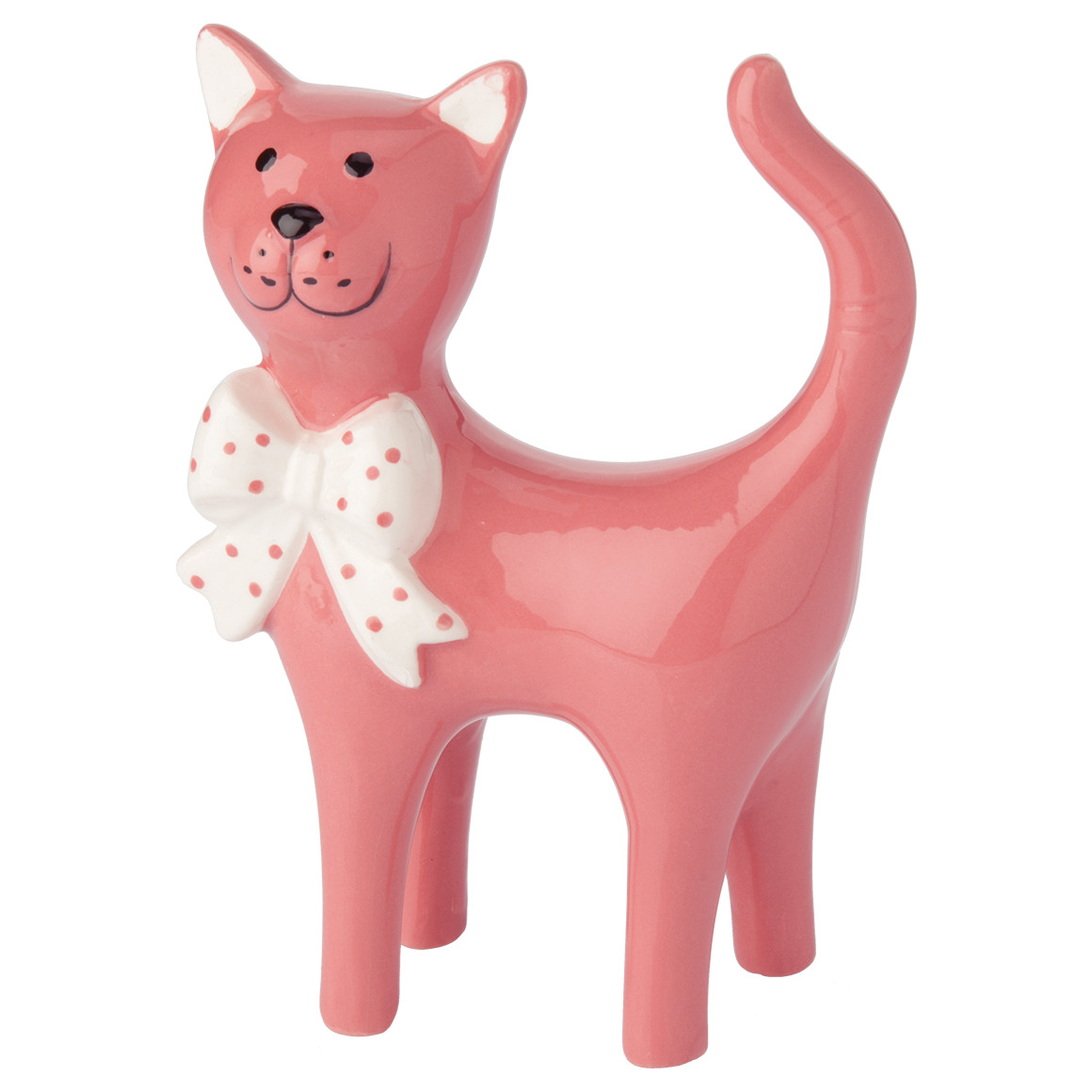 Dekofigur Katze mit Schleife