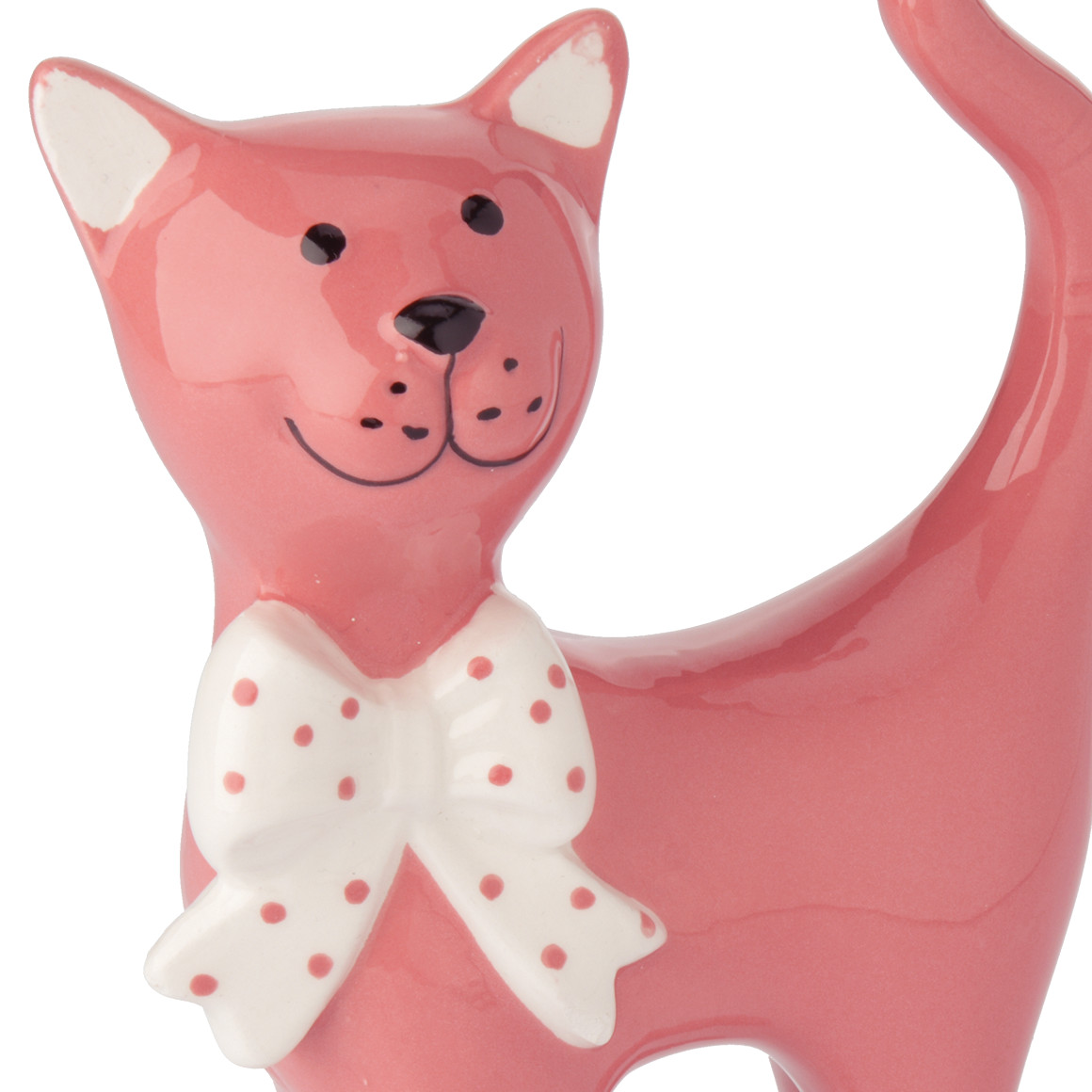 Dekofigur Katze mit Schleife