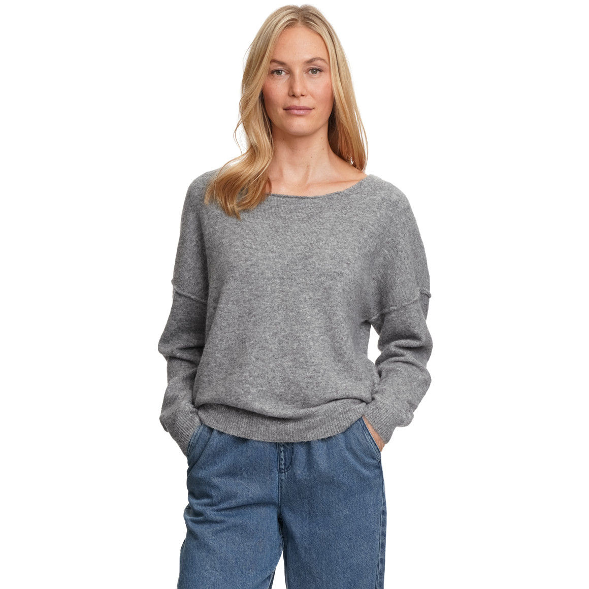 Damen Strickpullover mit U-Boot-Ausschnitt