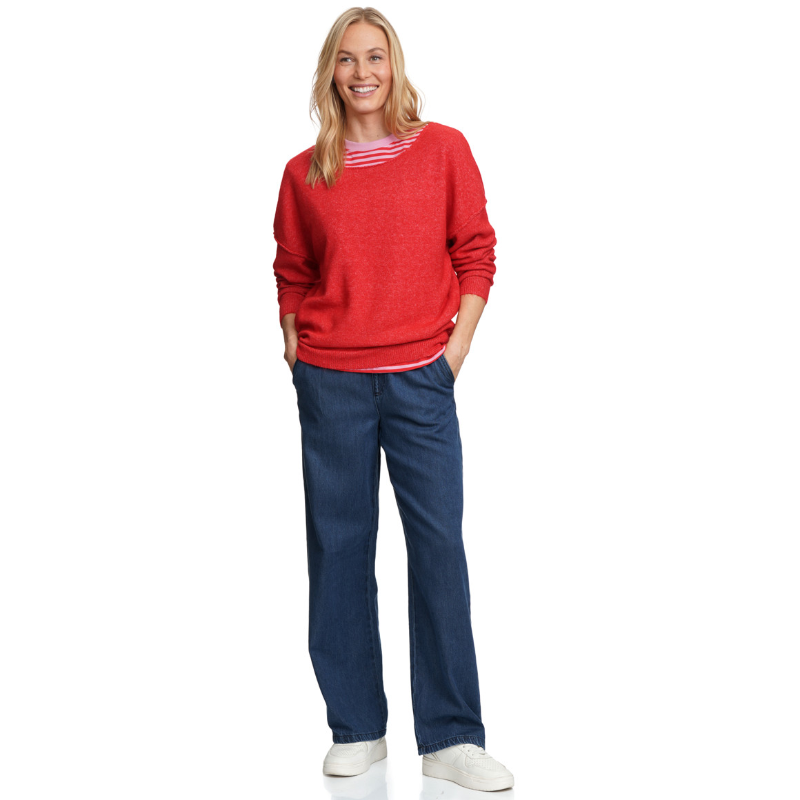 Damen Strickpullover mit U-Boot-Ausschnitt