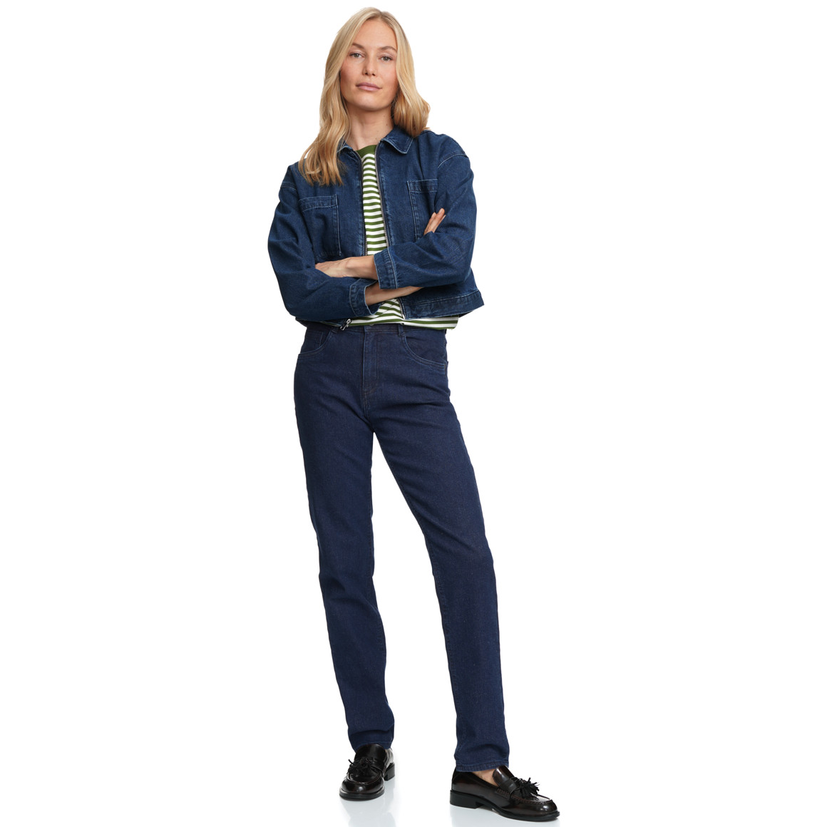 Damen Mom-Jeans mit Used-Waschung