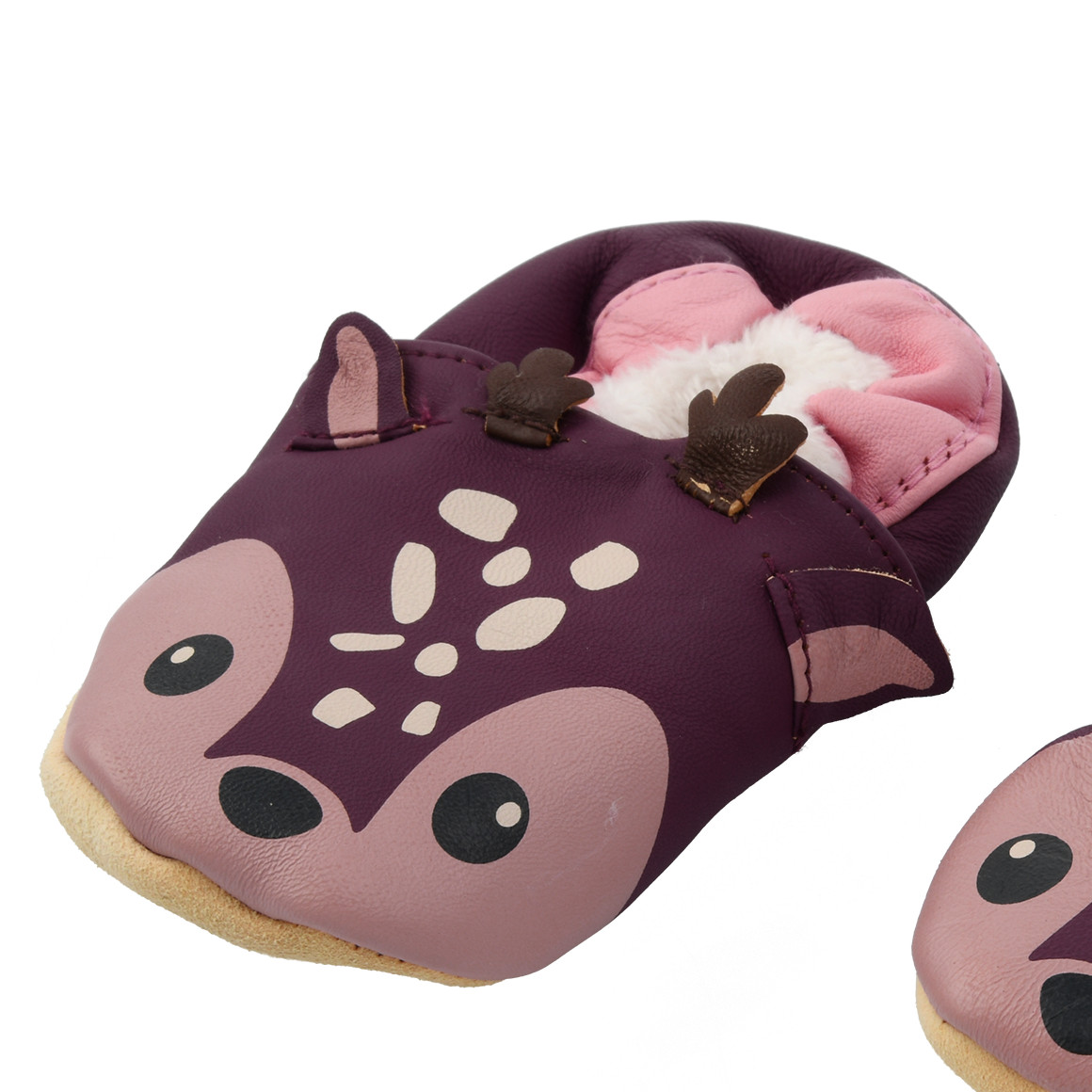 Kruipschoenen van babyleer met hertenmotief