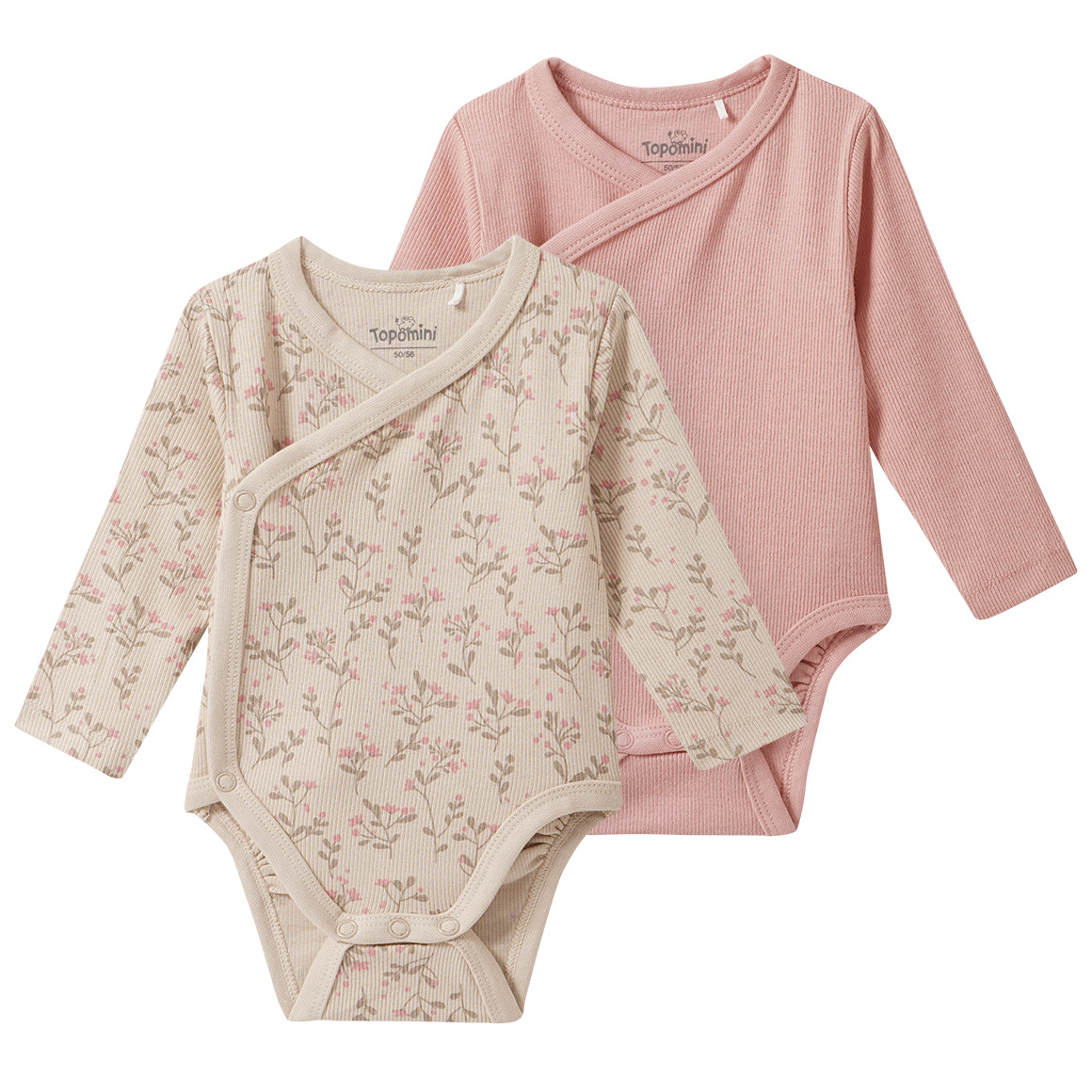2 Baby Wickelbodys aus Bio-Baumwolle