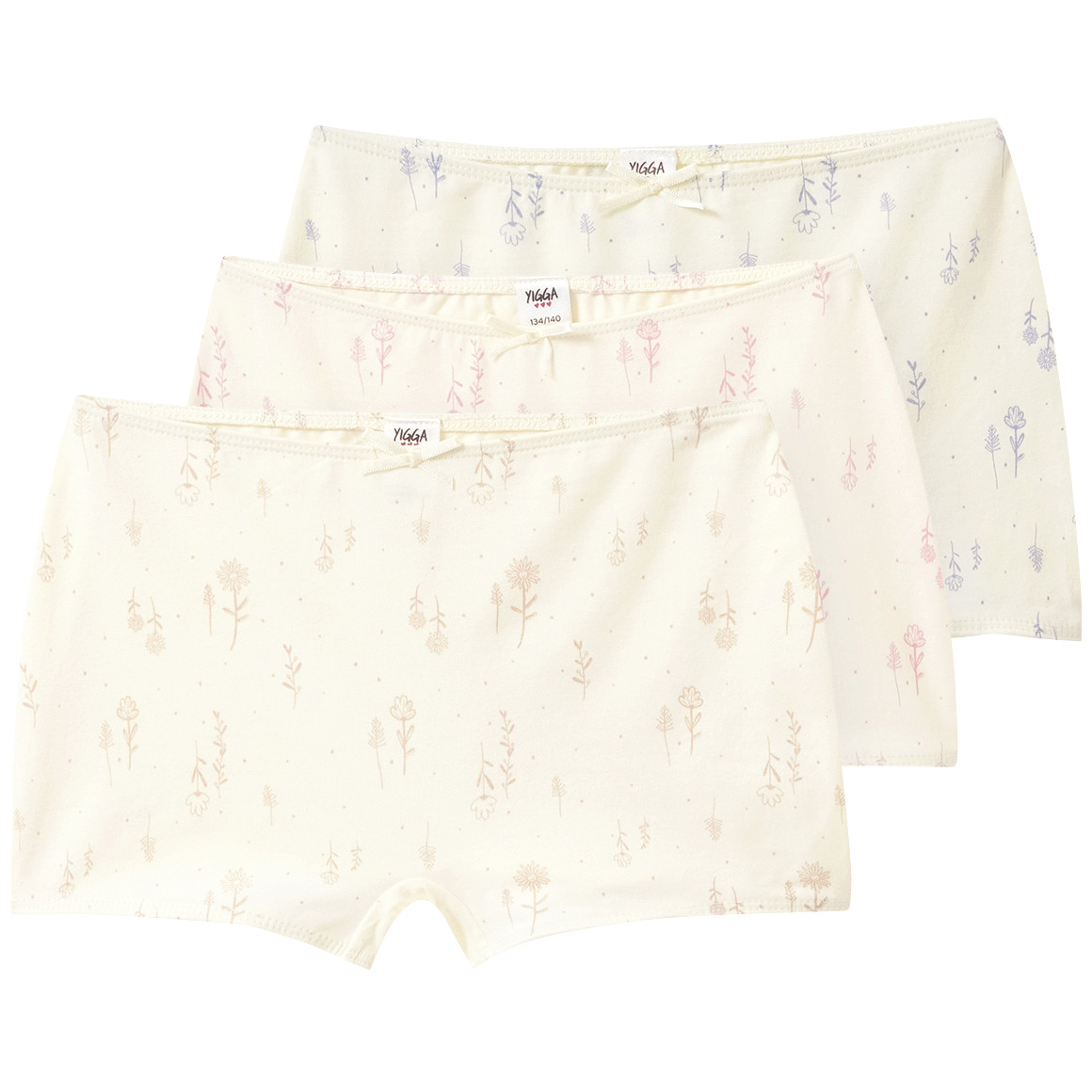 3 Mädchen Pantys mit floralem Print