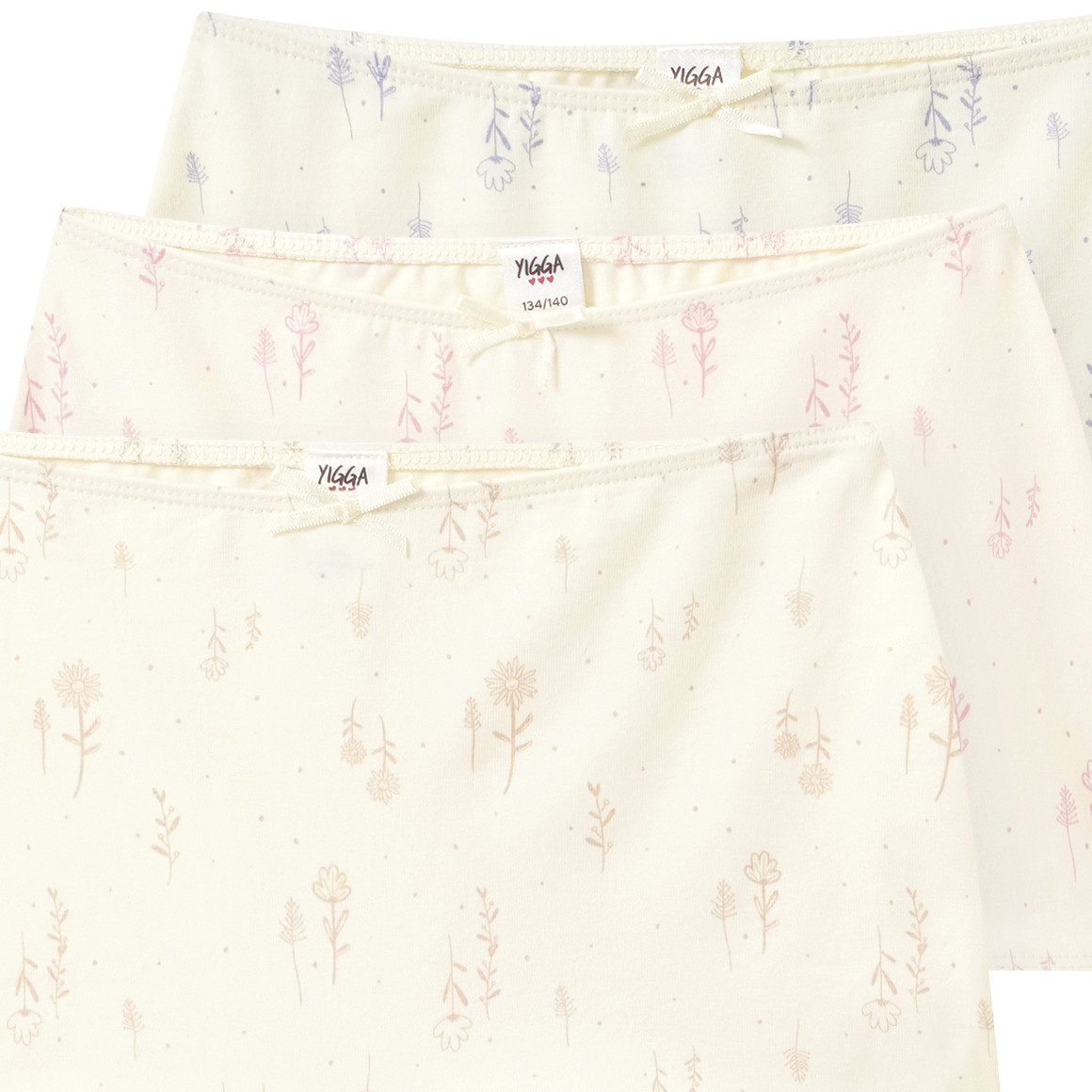 3 Mädchen Pantys mit floralem Print