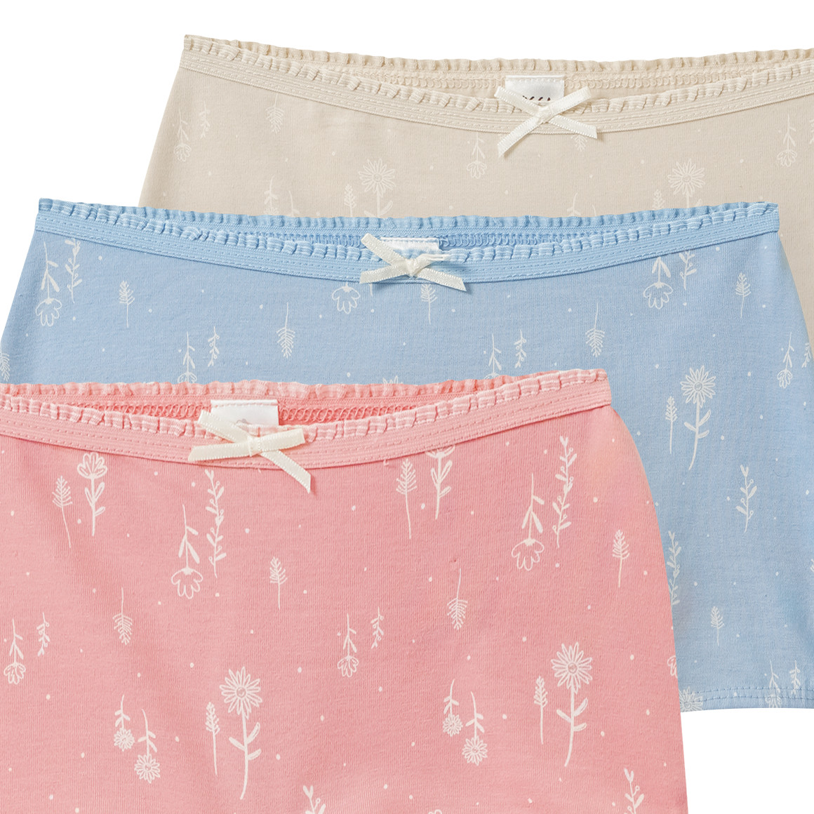 3 Mädchen Pantys mit floralem Print
